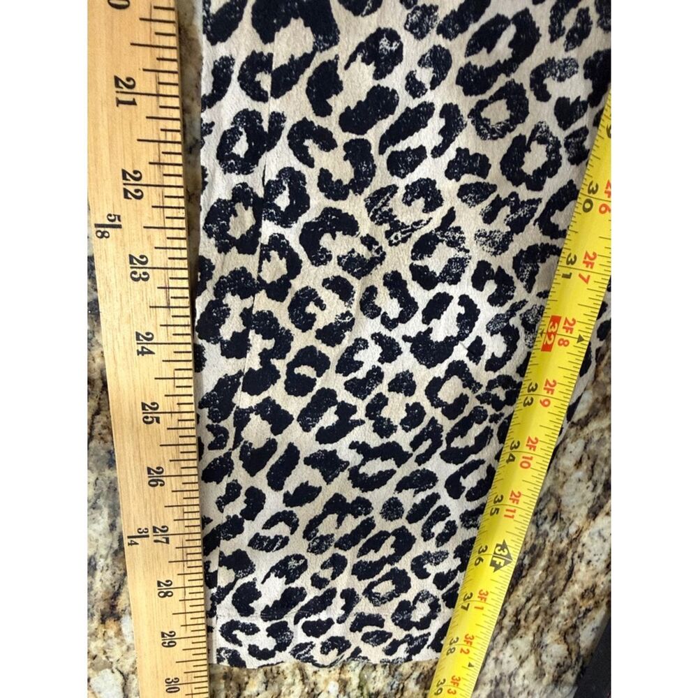 Rebecca Taylor Leopard Print Drawstring Lounge Pants Silk Trim Beige Black S - Picture 9 of 9